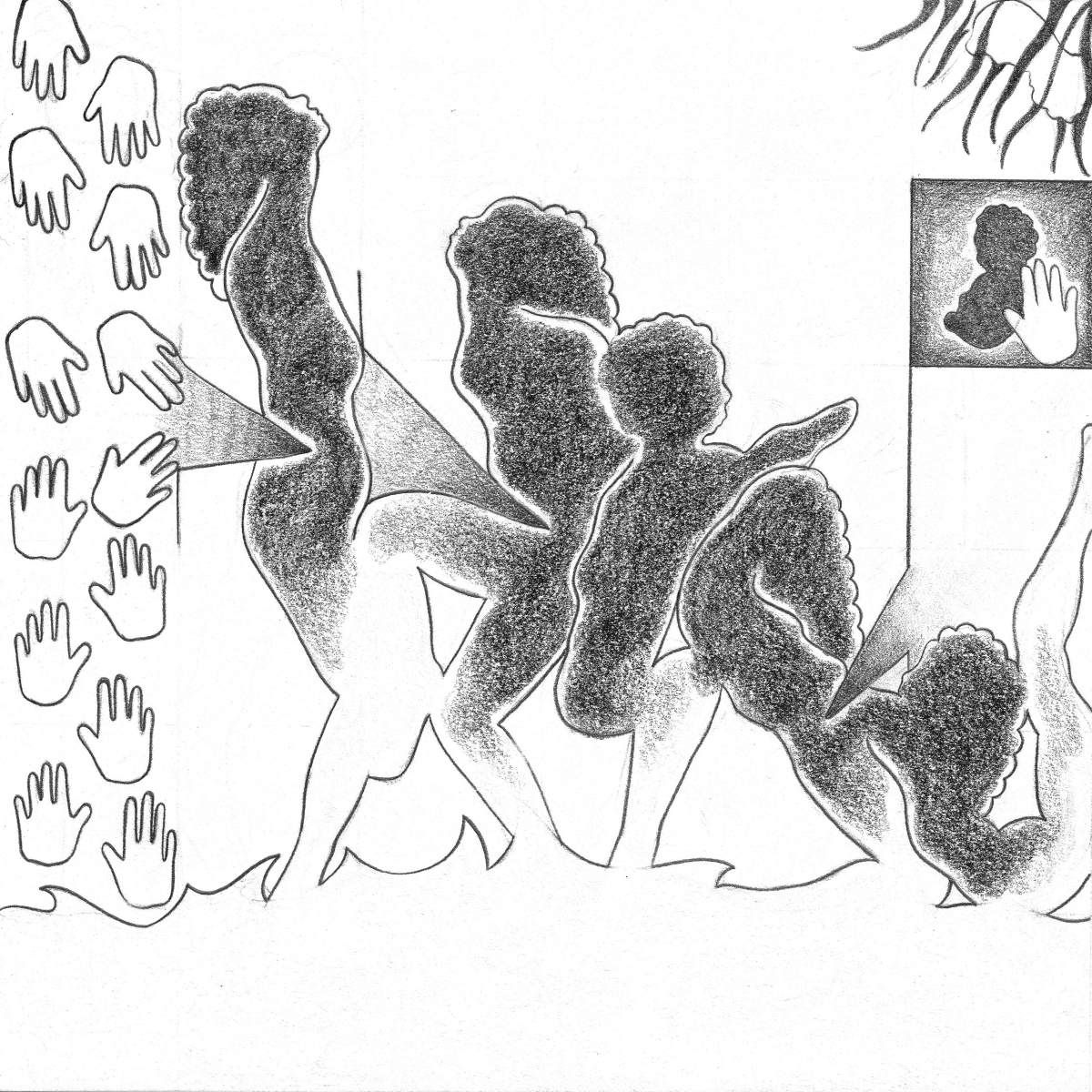 Black-Brit-ish (12), Hope River, 2023, Graphite and pastel on paper, 20 x 20cm