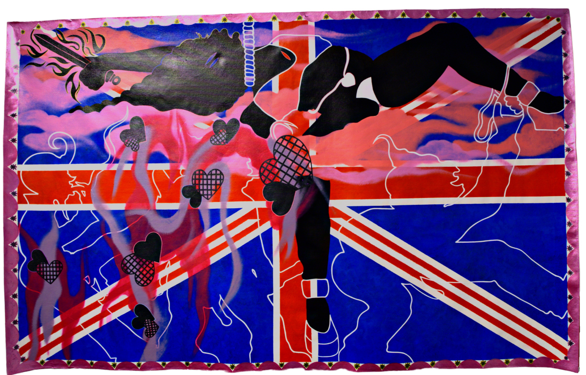 Shattered Innocence, Resilient Spirit, Hope River, 2023, Acrylic and pen on unstretched canvas, 160 x 100cm