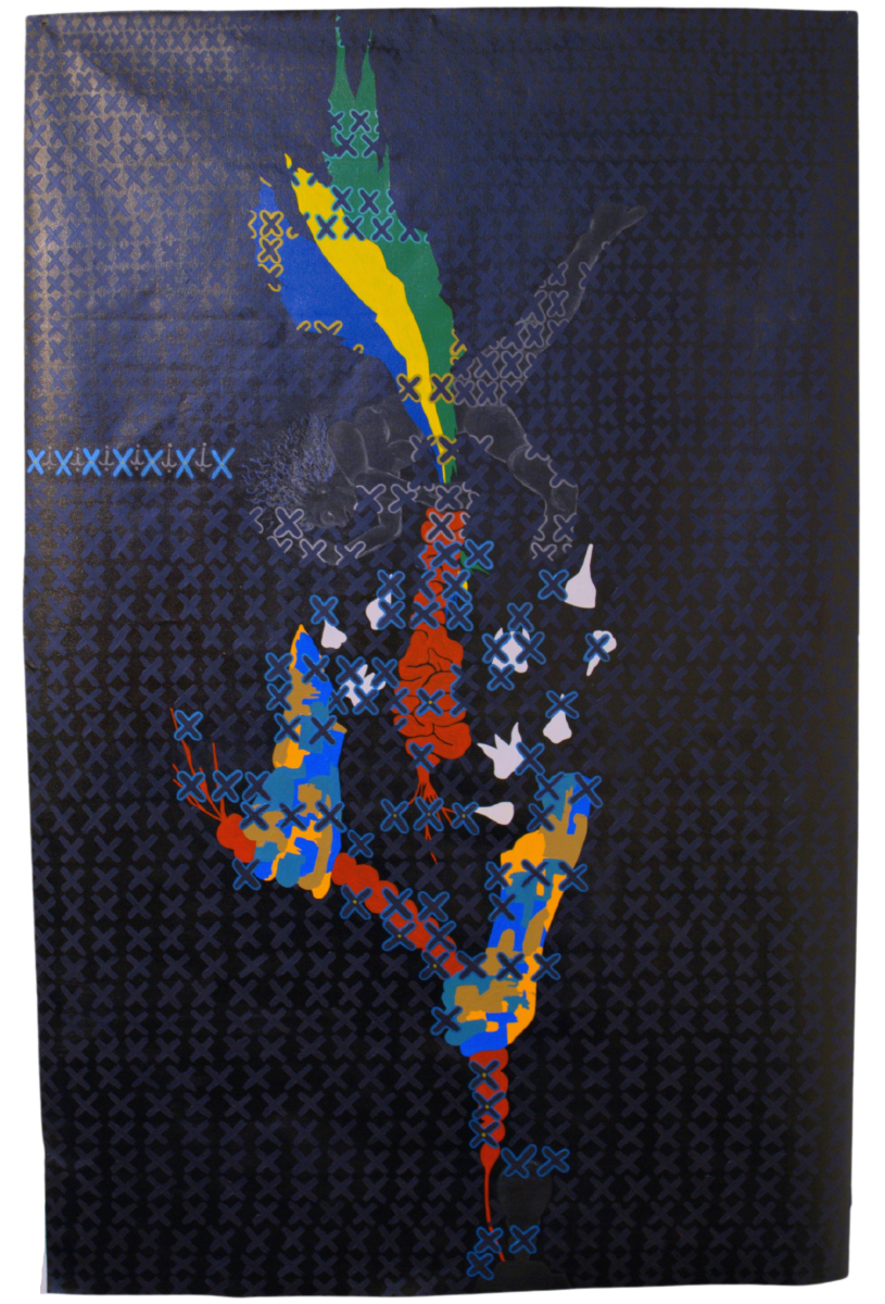 Gasp, Hope River, 2023, Acrylic, pastel, and pen on unstretched canvas, 100 x 155cm
