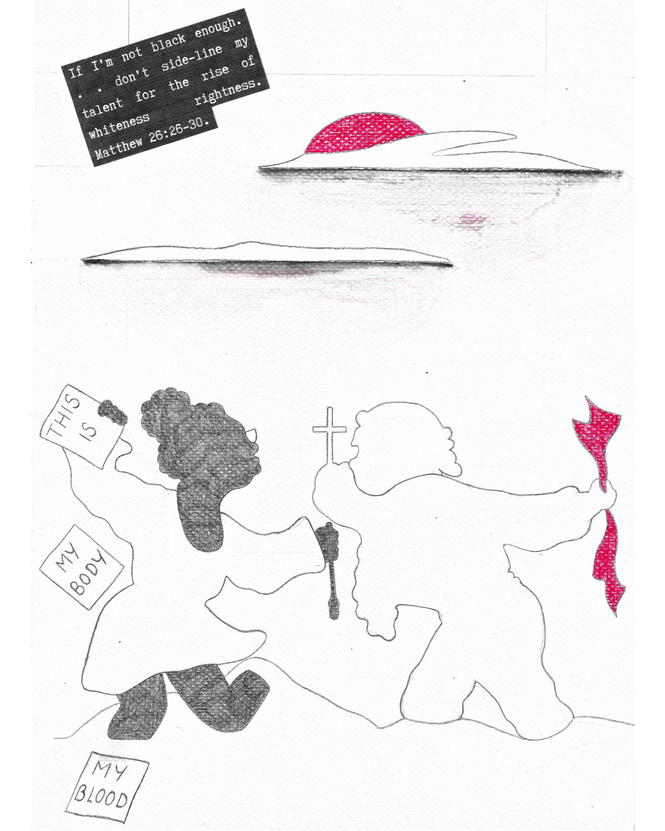 1, Hope River, 2023, Pencil and print on paper, 21 x 29.7cm