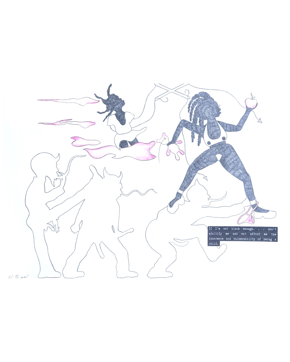 24, Hope River, 2023, Pencil and print on paper, 42 x 29.7cm