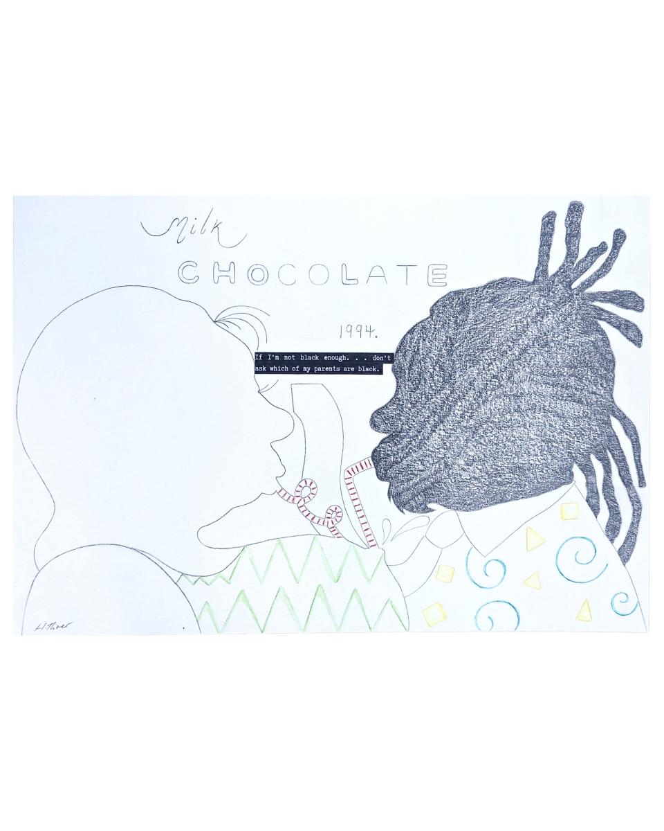 25, Hope River, 2023, Pencil and print on paper, 42 x 29.7cm