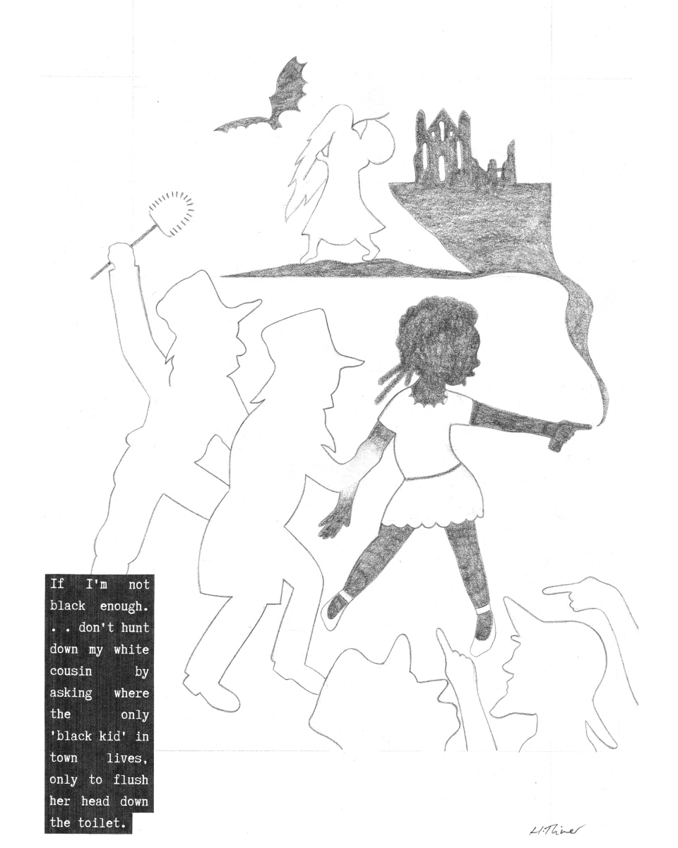 3, Hope River, 2023, Pencil and print on paper, 21 x 29.7cm