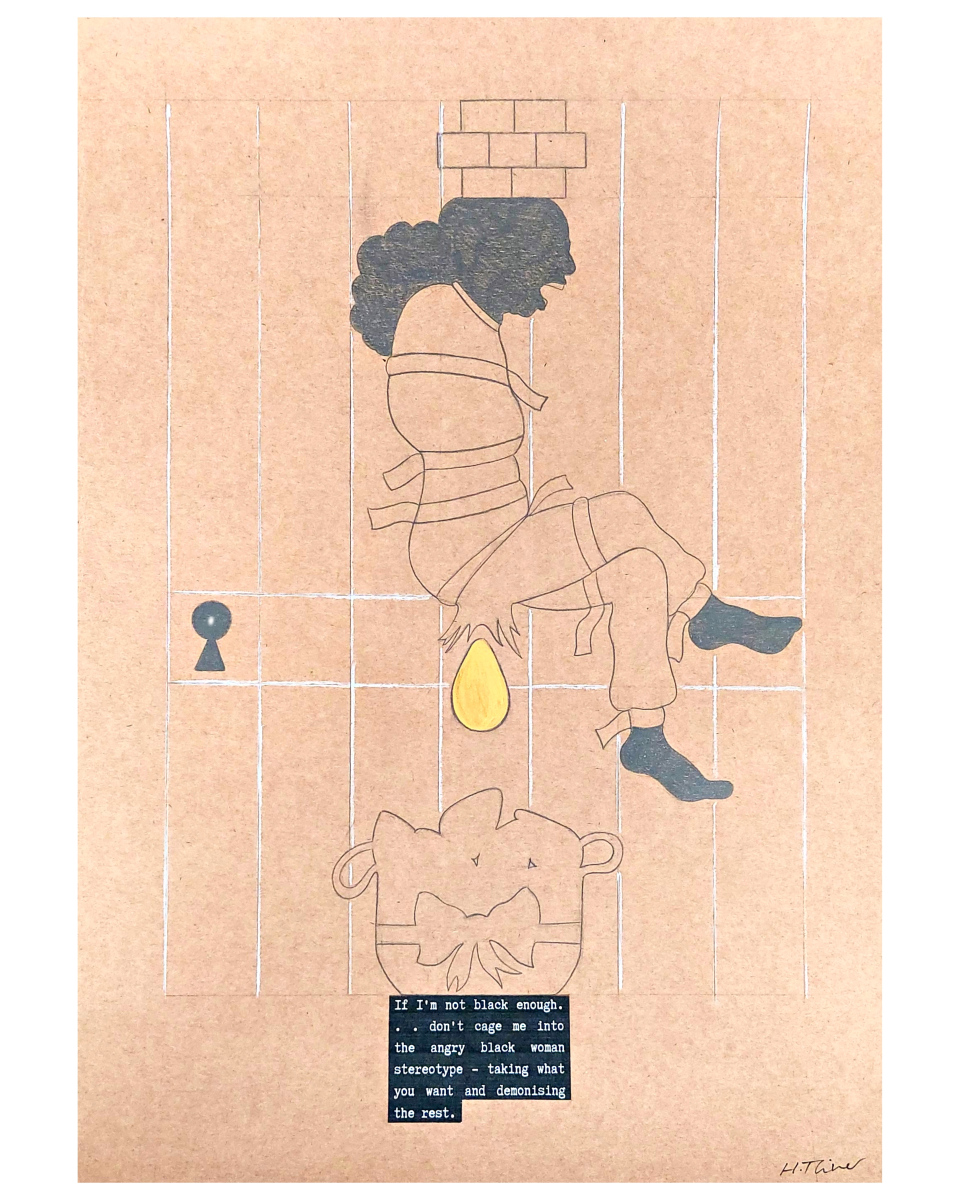 29, Hope River, 2023, Pencil, pastel, acrylic and print on paper, 29.7 x 42cm