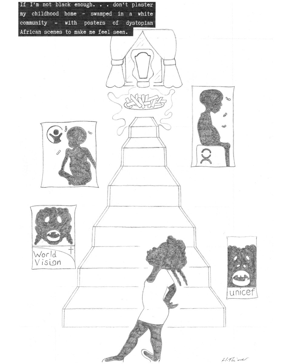 4, Hope River, 2023, Pencil and print on paper, 21 x 29.7cm