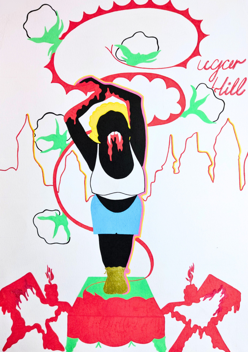 II Sugar Hill, Hope River, 2024, Acrylic on paper,  21 x 29.7cm