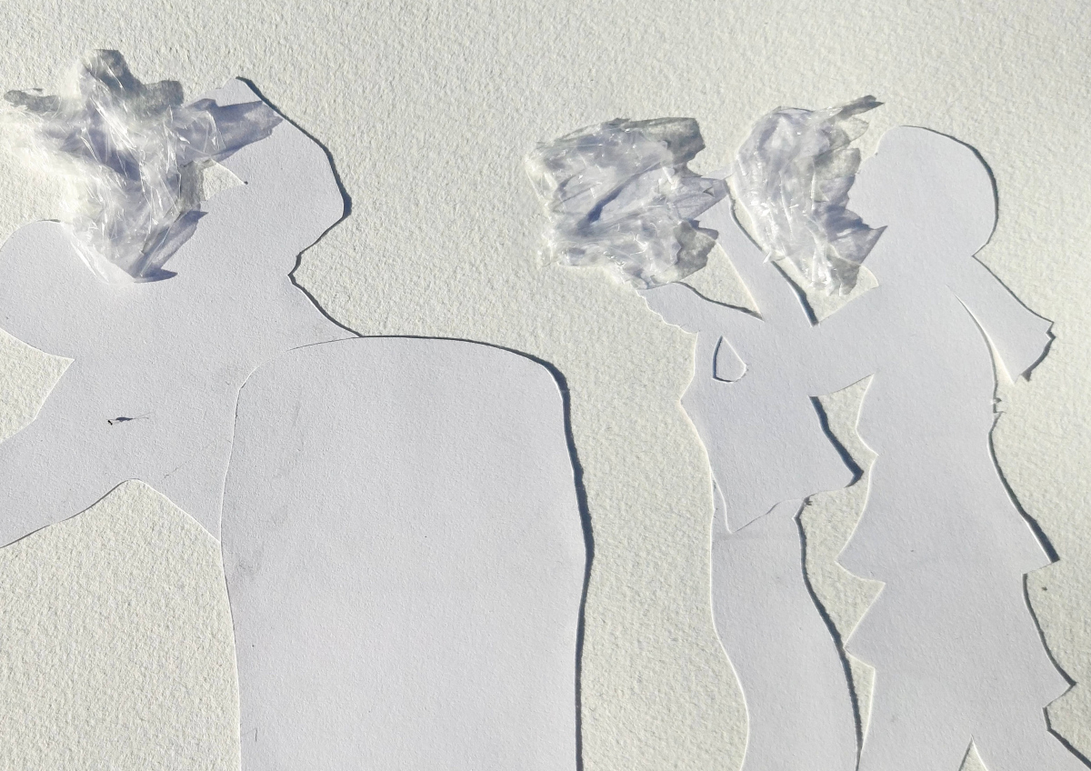 Shadow play (detail), Hope River, 2024, tracing paper, pencil, and cling film on paper, 42 x 59.4cm