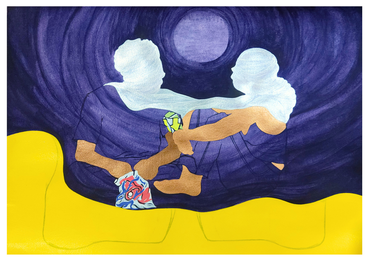 LOVE III, Hope River, 2024, Pencil and acrylic on paper, 42 x 29.7cm