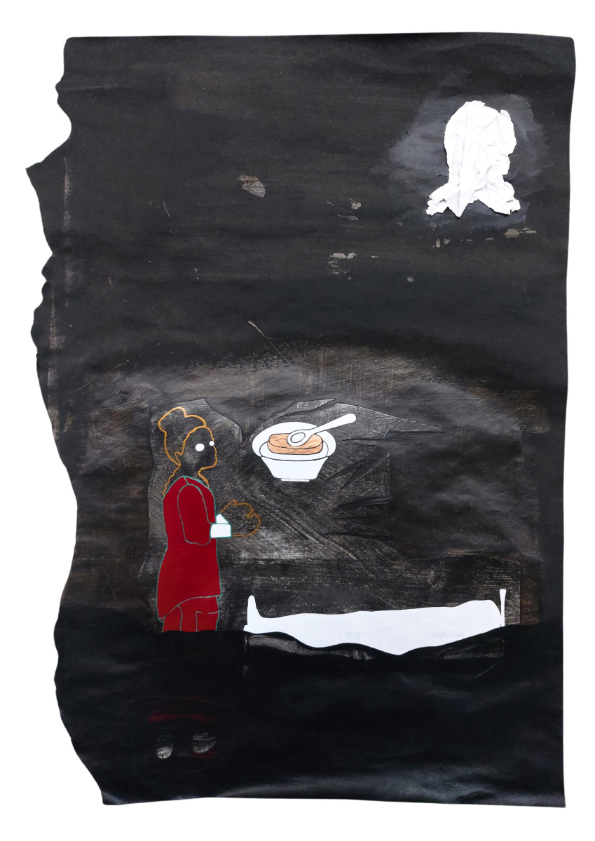 TO BE STRONG, BLACK, BUT BEAUTIFULLY WHITE, Hope River, 2024, Acrylic, paper and pen on paper, 42 x 58cm
